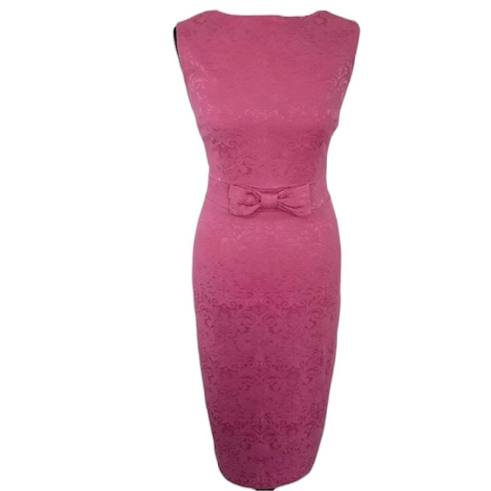 Lindy Bop Maybelle Pink Pencil Wiggle Dress Pinup Rockabilly Size 8